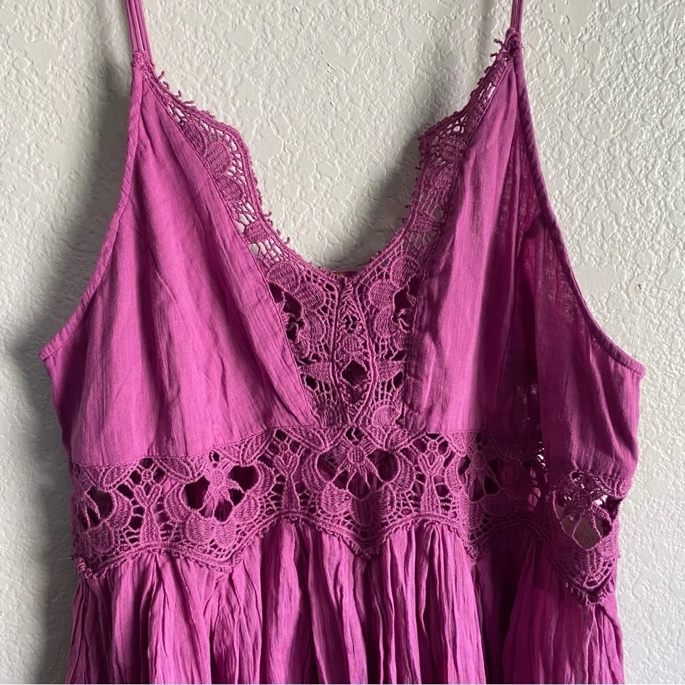 Free People Ilektra Slip Mini Dress Dahlia Mauve Magenta Boho Coquette NEW